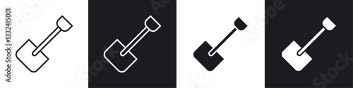 Snow shovel icon symbol collection on white background.