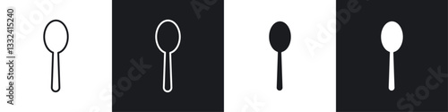 Spoon icon symbol collection on white background.