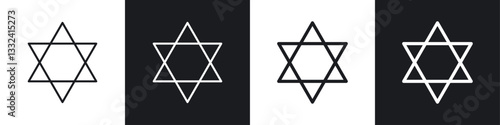 Star of david icon symbol collection on white background.