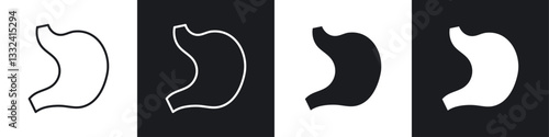 Stomach icon symbol collection on white background.