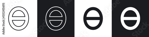 Theta icon symbol collection on white background.