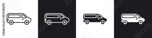 Van icon symbol collection on white background.