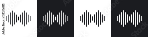 Waveform icon symbol collection on white background.