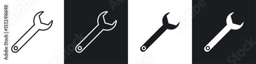 Wrench icon symbol collection on white background.