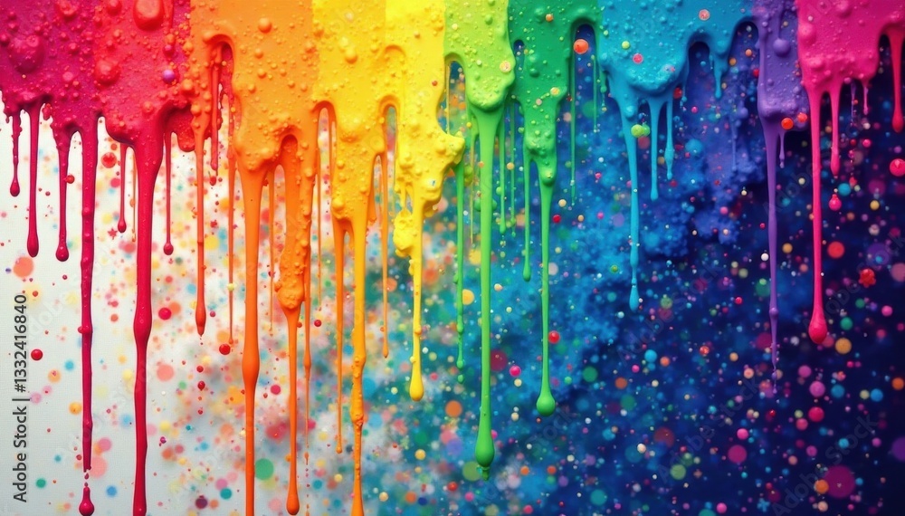 Fototapeta premium Rainbow pixel drip texture, vibrant digital art , design, texture