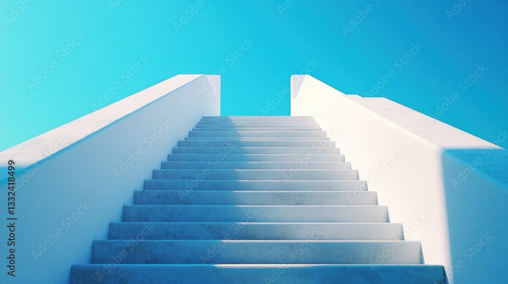 Fototapeta premium Ascension: White Steps Reaching for a Vibrant Sky