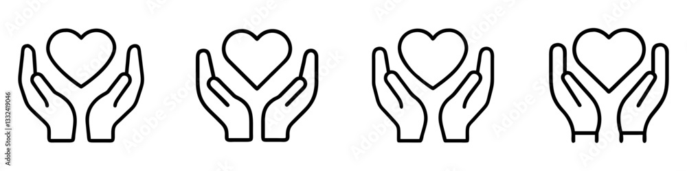 heart in hands icon, heart in hands line art - simple line art of heart in hands, perfect for heart in hands logos and icons heart in hands icon, heart in hands line art - simple line art of heart in hands, perfect for heart in hands logos and icons