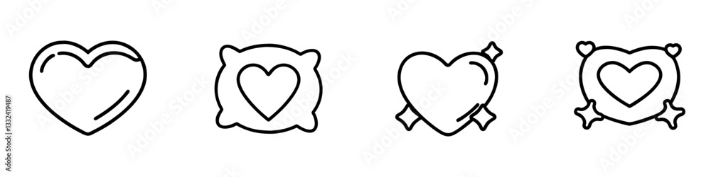 red heart pillow icon, red heart pillow line art - simple line art of red heart pillow, perfect for red heart pillow logos and icons red heart pillow icon, red heart pillow line art - simple line art of red heart pillow, perfect for red heart pillow logos and icons