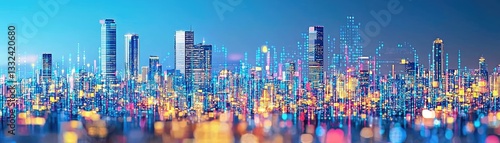 Wallpaper Mural Cityscape at Night, Skyline, Abstract, Light Trails, Possible Use Stock Photo Torontodigital.ca