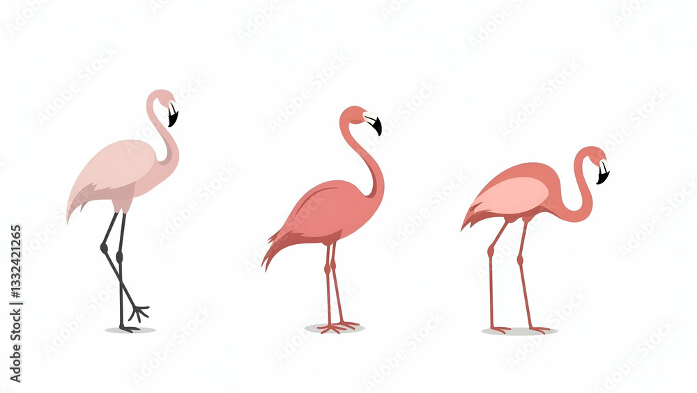 Obraz premium Elegant Flamingo Vector Silhouette on White Background - Tropical Bird Design for Versatile Use