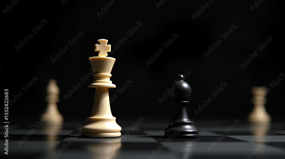 Flat King and Knight of chess setup on dark background illustrating classic chess strategy and royal vs knight dynamics in game concept. concept as King and Knight of chess setup on dark background il Flat King and Knight of chess setup on dark background illustrating classic chess strategy and royal vs knight dynamics in game concept. concept as King and Knight of chess setup on dark background il
