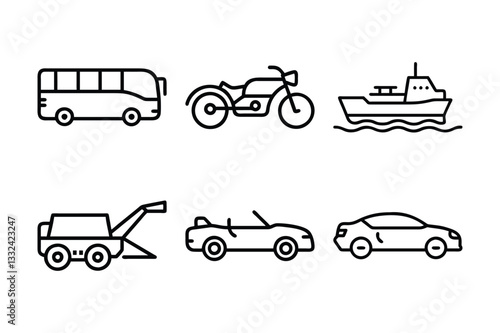 transportation icons set