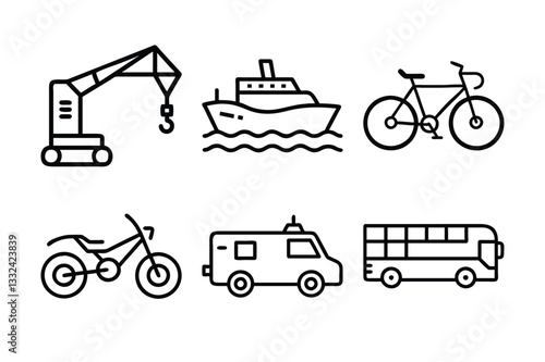 transportation icons set vector