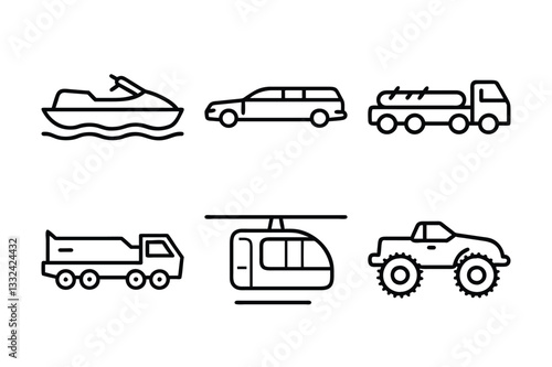  set of travel  vehicle vector icon