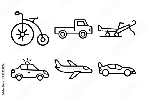 transportation icons set vector