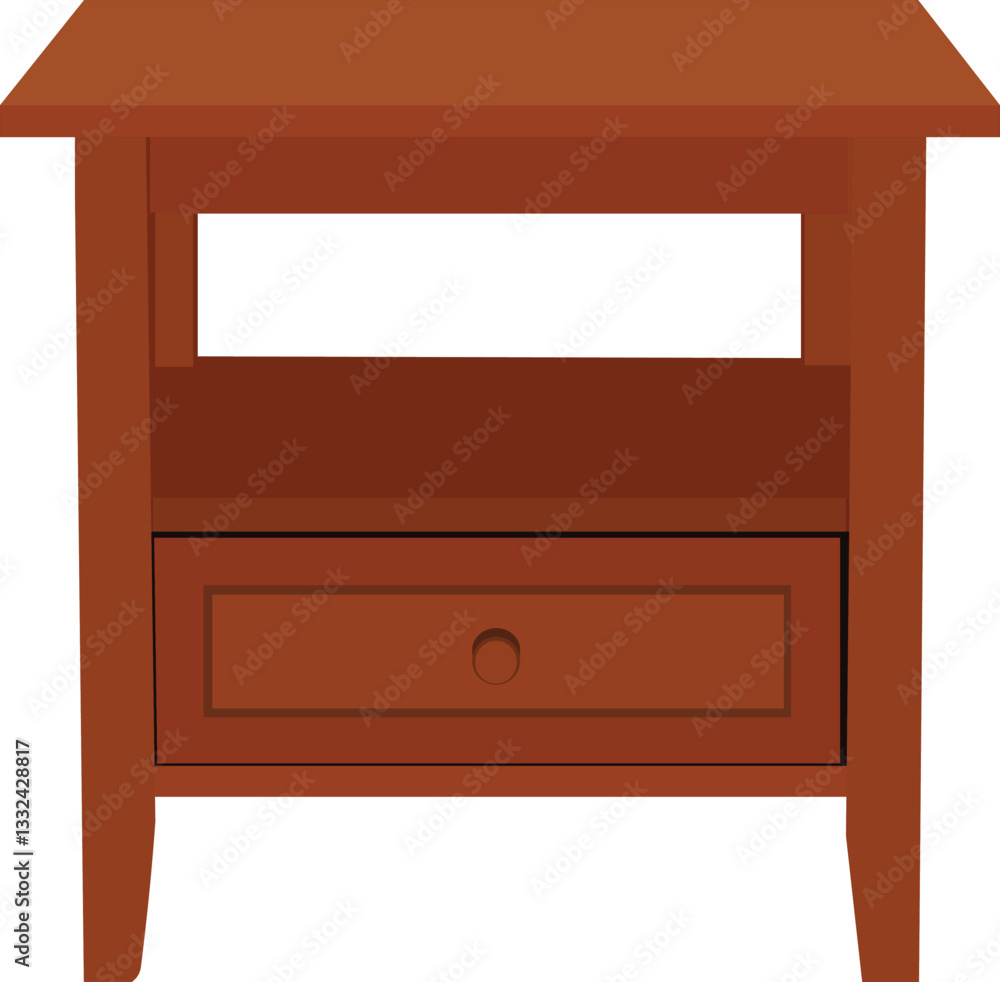 wooden furniture isolated on white background. Vector illustration of a wooden drawer or chest on white background. Drawer vector design for artwork or animation. 