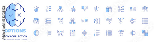 Options icons collection. Line Duotone style, editable stroke. decision, hypothesis, project, setup, skills, indent, review, decision making, tap, choose, control