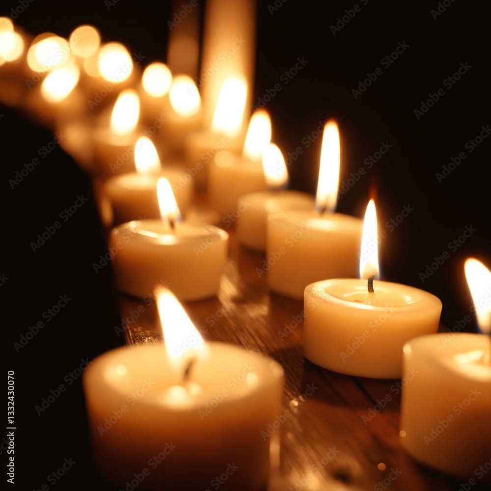 Glowing Candles Row of Lit Candles Warm Candlelight Peaceful Atmosphere Romantic Ambiance Spiritual Glowing Candles Row of Lit Candles Warm Candlelight Peaceful Atmosphere Romantic Ambiance Spiritual