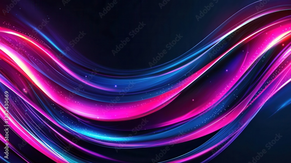 Glowing luminous neon wave lines in shades of pink and blue creating a dynamic and futuristic visual effect of high speed movement and energy Glowing luminous neon wave lines in shades of pink and blue creating a dynamic and futuristic visual effect of high speed movement and energy
