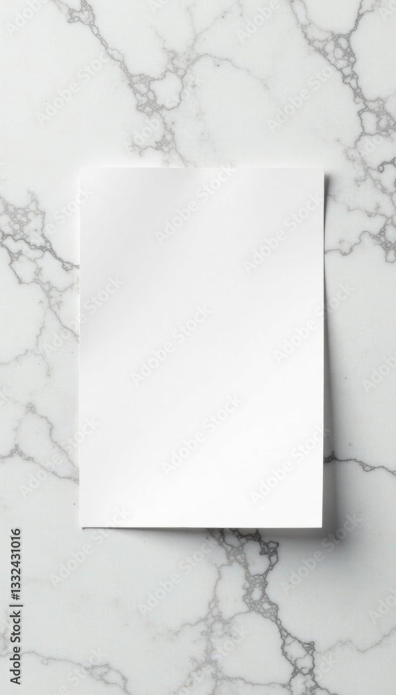 Close-up of white paper card against marble surface, copy space, texture, note Close-up of white paper card against marble surface, copy space, texture, note