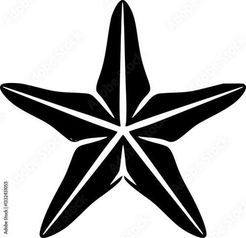 Starfish Slight Curve Monochrome Black and White Illustration Minimalist Decorative Vector Artistic Underwater Ocean Marine Life Nature Wildlife Creative Design Graphic Print Digital