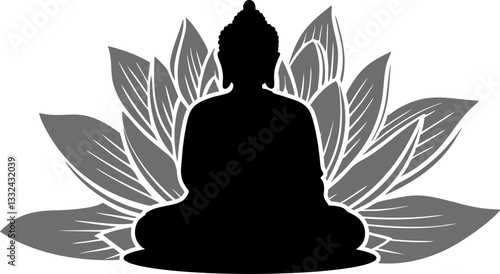 silhouette of buddha. vesak day design element vector