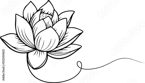 illustration vesak day lotus lineart style
