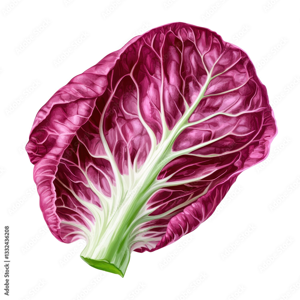 Obraz premium fresh green radicchio leaf isolated on transparent background.