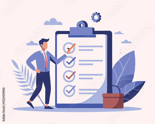 Task Completion, Checklist Approval, Project Management, and Deadline Achievement Concept