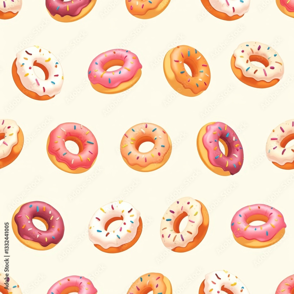 Wallpaper patterns are dotted with scattered bright multicolored sweet donuts on a colorful pastel background. Wallpaper patterns are dotted with scattered bright multicolored sweet donuts on a colorful pastel background.