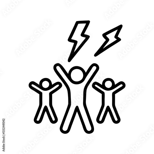 Simple black vector icon of a flash mob