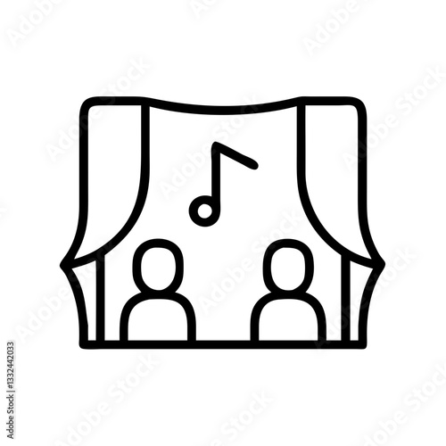 Simple black vector icon of a musical theater with performers