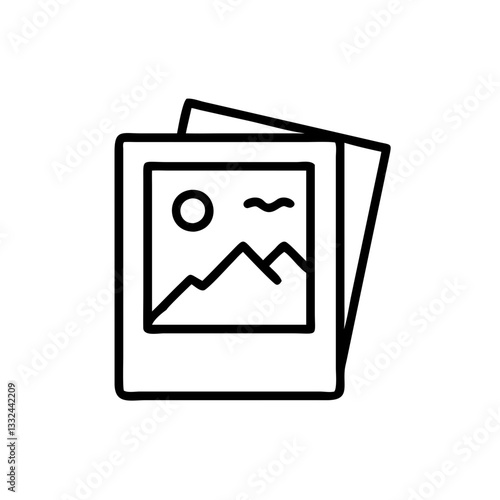 Simple black vector icon of a Polaroid photo