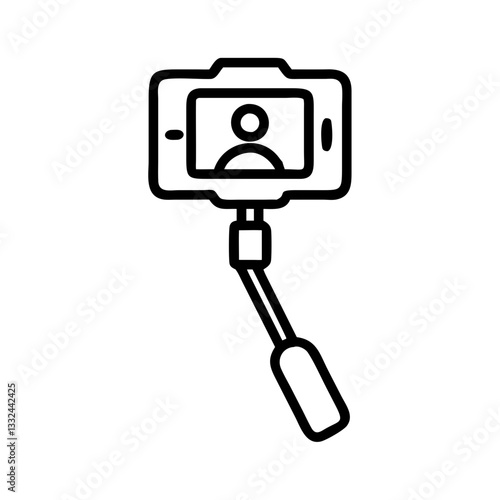 Simple black vector icon of a selfie stick
