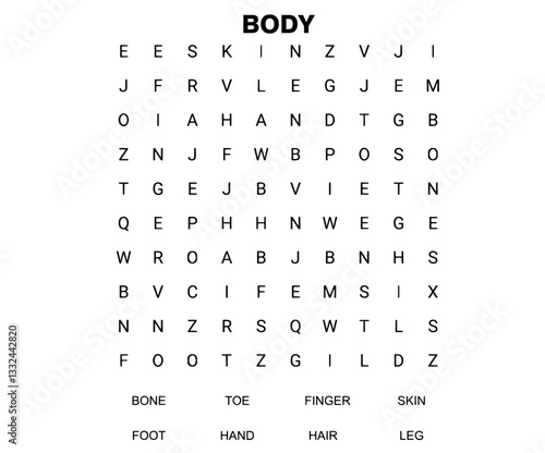 Words search puzzle game activity worksheet printable version explorers. Vector Illustration.