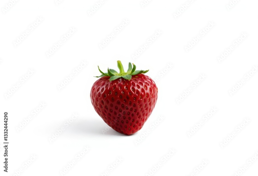 A single, ripe strawberry isolated on a pure white background, detail, sweet A single, ripe strawberry isolated on a pure white background, detail, sweet