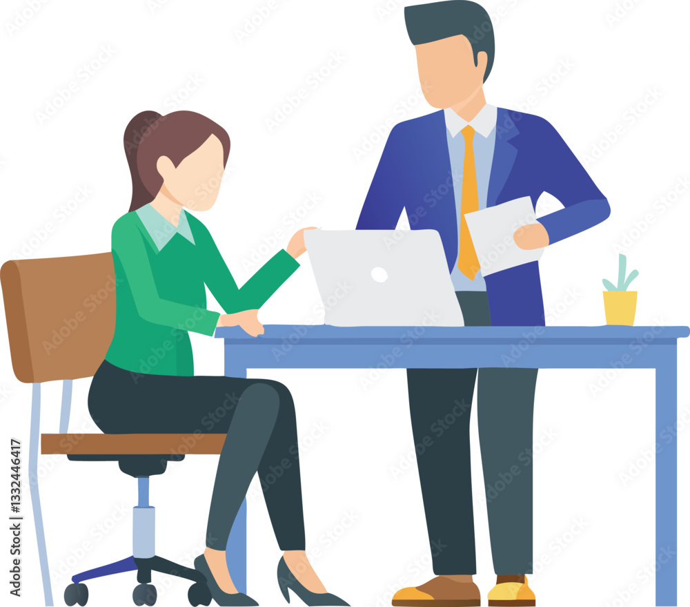 Business team of two busy professionals working together discussing corporate strategy Business team of two busy professionals working together discussing corporate strategy