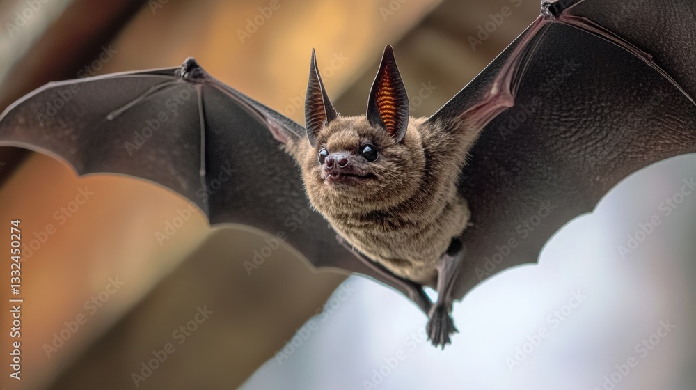 Obraz premium A bat soaring through the night sky.