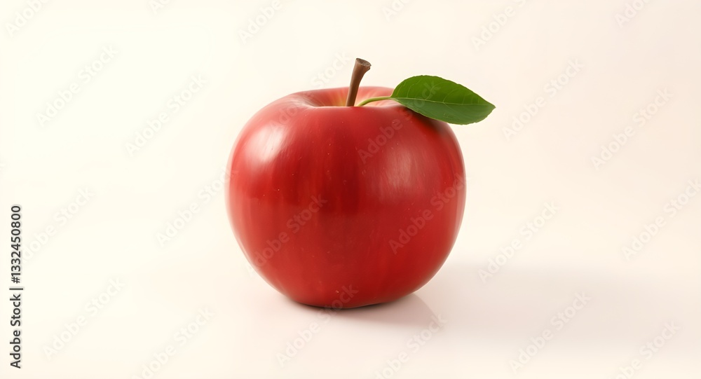 Shiny Red Apple with Green Leaf. Shiny Red Apple with Green Leaf.