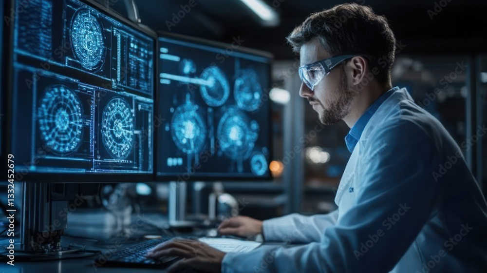 Scientist Working on Futuristic Technology Scientist Working on Futuristic Technology