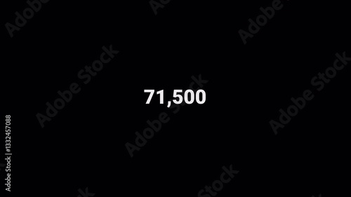 Number counter animation from 0 to 100,000 on a transparent background, Animated counting Numbers of one hundred thousand in 4k. 
