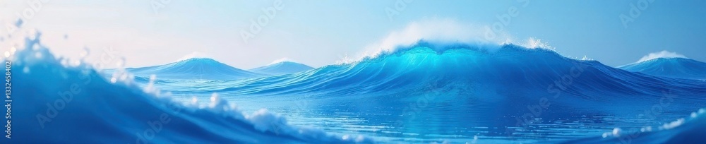 Stylized digital blue wave, calming, ethereal , modern art, abstract, light Stylized digital blue wave, calming, ethereal , modern art, abstract, light