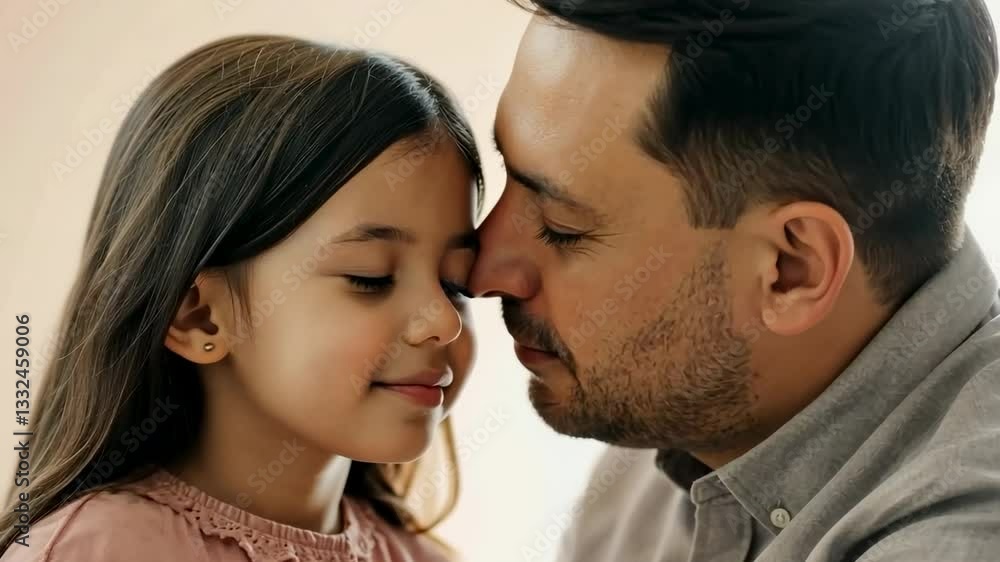 Father and daughter share tender moment with loving expressions and gentle smiles Father and daughter share tender moment with loving expressions and gentle smiles