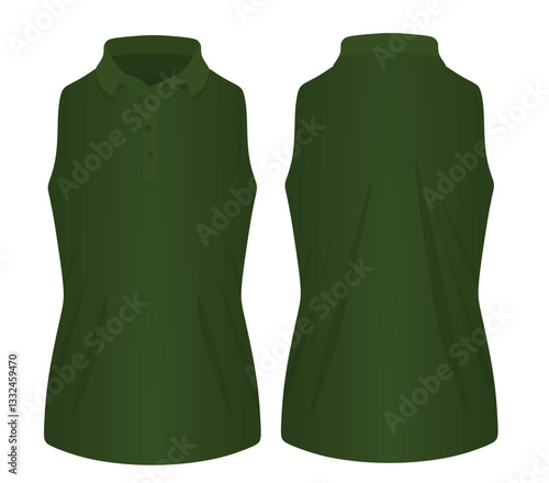 Women sleeveless polo t shirt. vector illustration