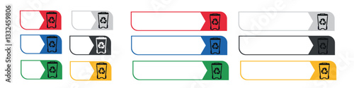 stickers in different colors for sorting garbage. Vector illustration. Recycling bins in various colors for waste separation and eco-friendly disposal solutions