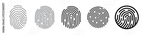 Fingerprint scanner icon set isolated on transparent background. Vector illustration