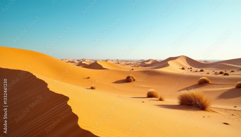 Rolling sand dunes, sparse vegetation, bright sunlight, texture, Hoge Veluwe Rolling sand dunes, sparse vegetation, bright sunlight, texture, Hoge Veluwe