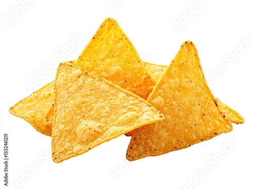 Isolated pile of tortilla chips