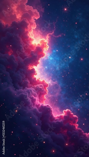 Swirling nebulae, vibrant hues blend, cosmic dust motes drift , Abstract, kaleidoscope