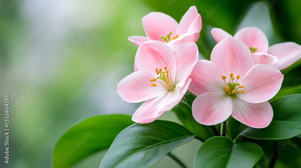 Obraz premium Delicate pink flowers with soft focus, creating serene atmosphere